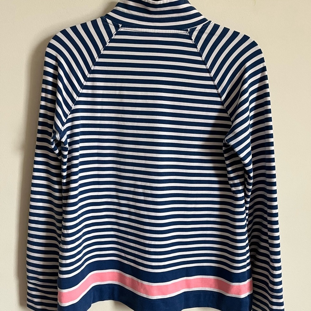 Lilly Pulitzer Half Zip Popover Navy/White/Mellon Striped Pullover Top Sz Sm EUC - Picture 6 of 13